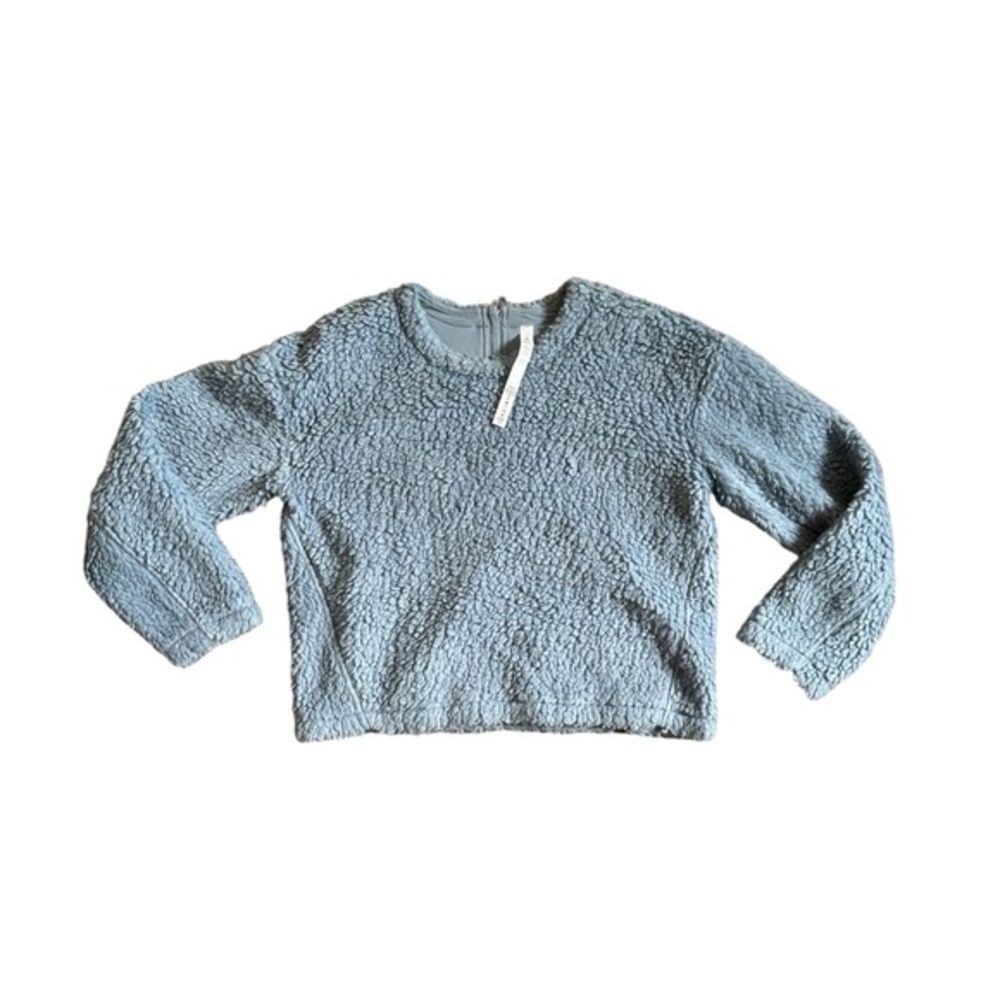 Lululemon Wool Whenever Crew Sherpa Boxy Sweater Womens 6 Blue Pullover Cozy
